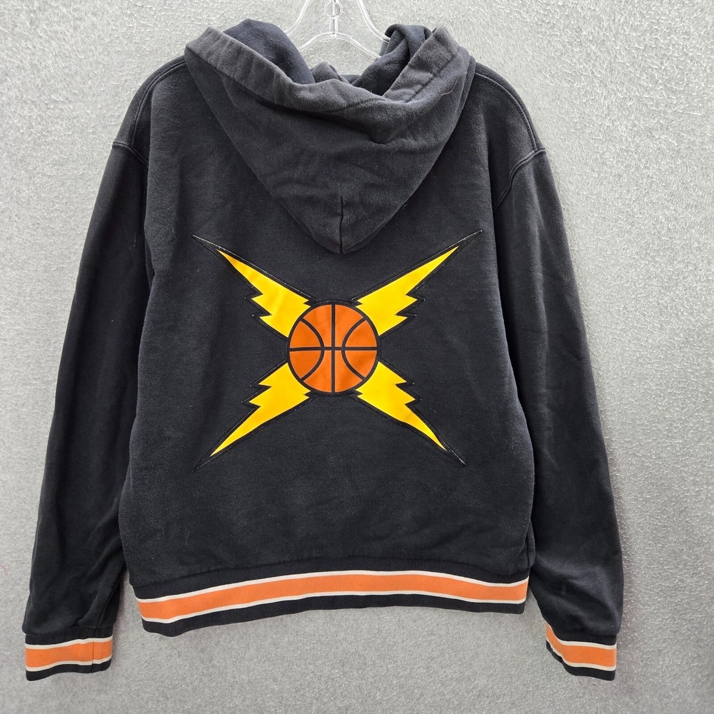 Just Don All City Men Sweatshirt Medium Black Bolt Basketball Earth Patch Hoodie